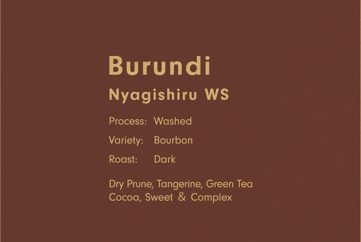 BURUNDI NYAGISHIRU WS (ブルンジ ニャギシルWS)