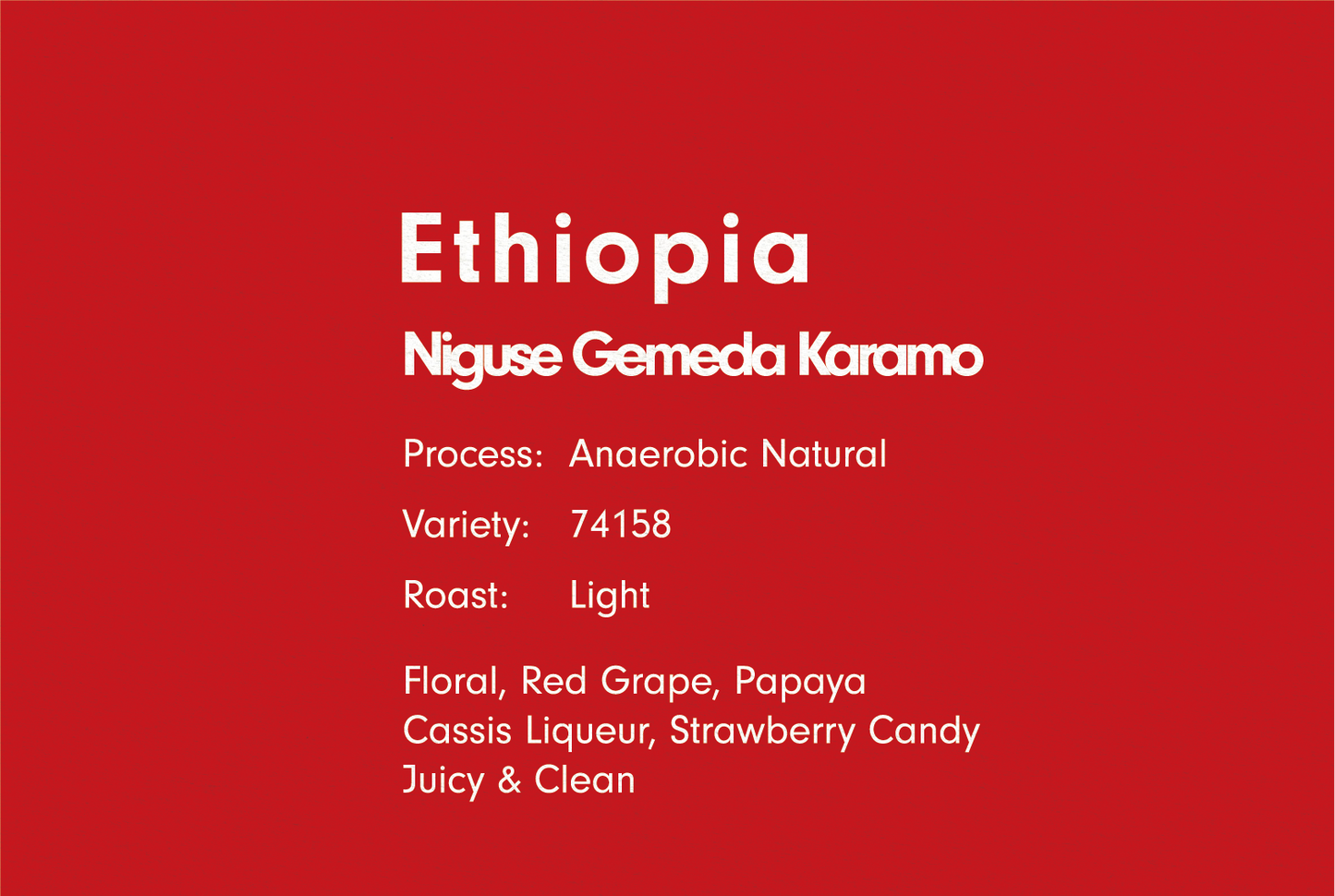 ETHIOPIA NIGUSE GEMEDA KARAMO ANAEROBIC NATURAL(エチオピア 二グセ ゲメダ カラモ アナエロビック ナチュラル)