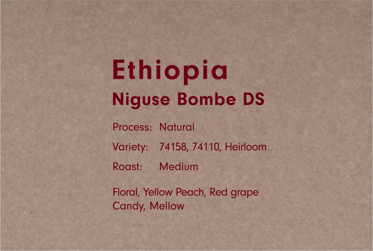 ETHIOPIA NIGUSE GEMEDA MUDE BOMBE DS NATURAL(エチオピア 二グセ ゲメダ ムデ ボンベDS ナチュラル )