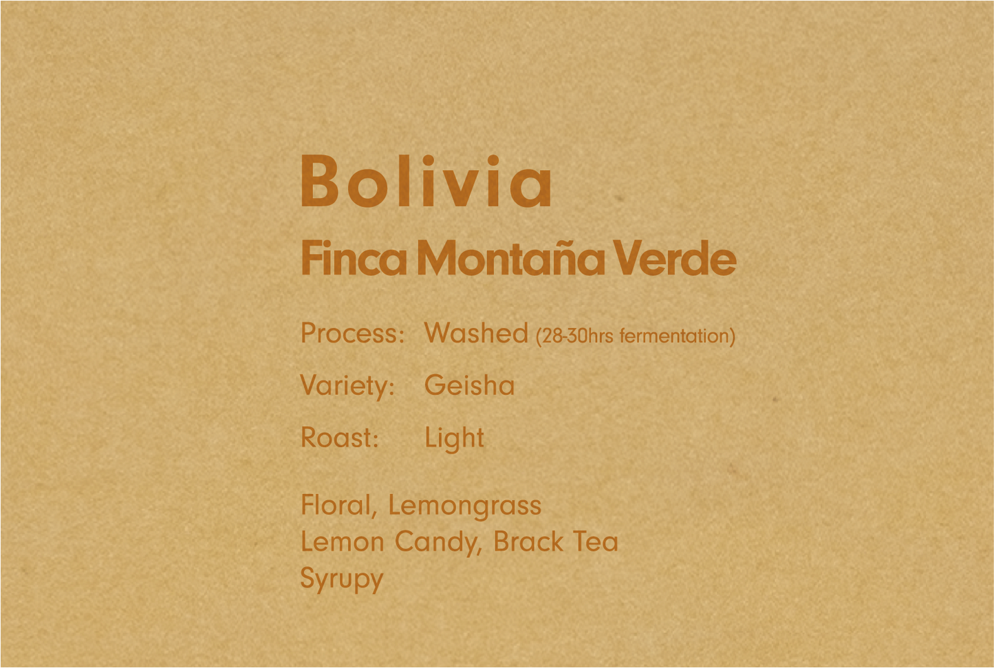 BOLIVIA FINCA MONTAÑA VERDE（ボリビア モンタナ ヴェルデ ゲイシャ）