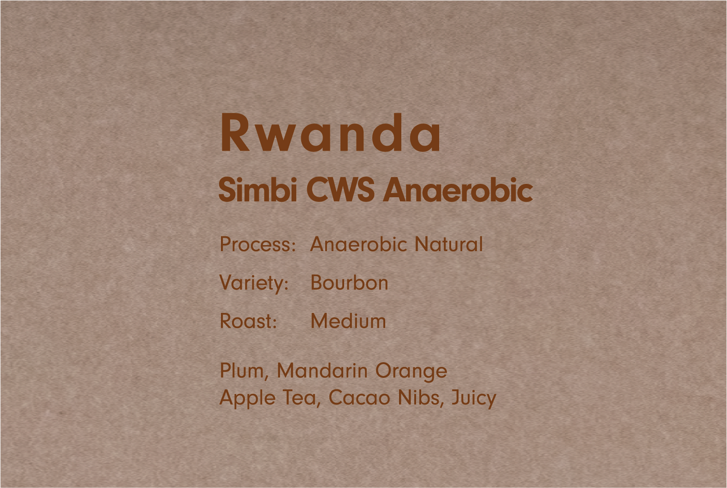 RWANDA SIMBI CWS ANAEROBIC NATURAL（ルワンダ  シンビCWS アナエロビックナチュラル）