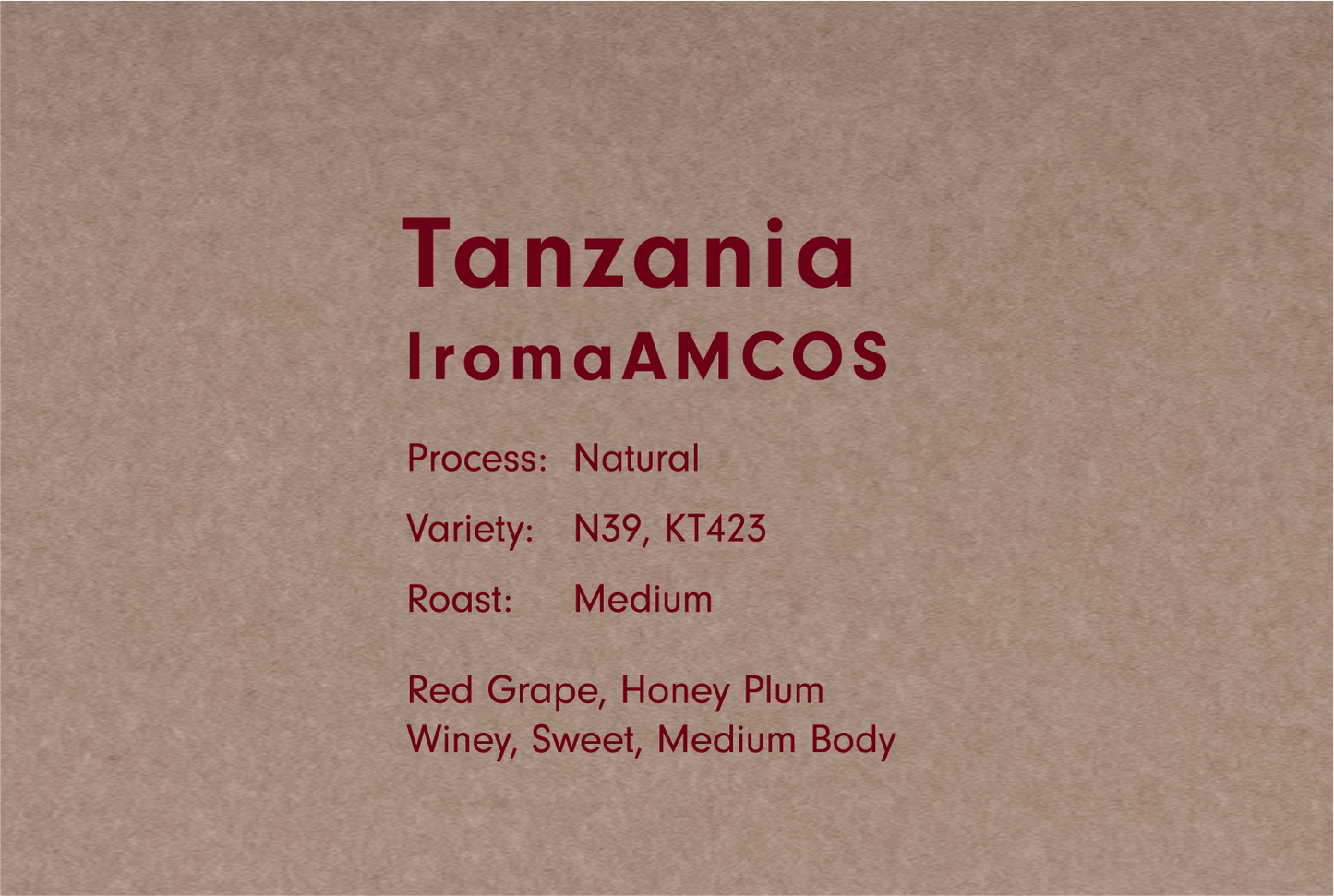 TANZANIA IROMA NATURAL（タンザニア イロマAMCOS ナチュラル）